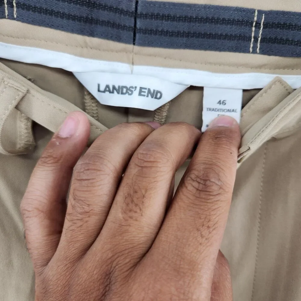 Lands End‎ Traditional Fit Khaki Chino Pants Mens 46x32 Beige